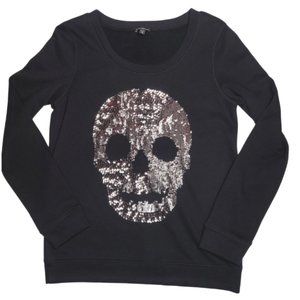 Black Crewneck Skull Sweater Women's Size Medium
